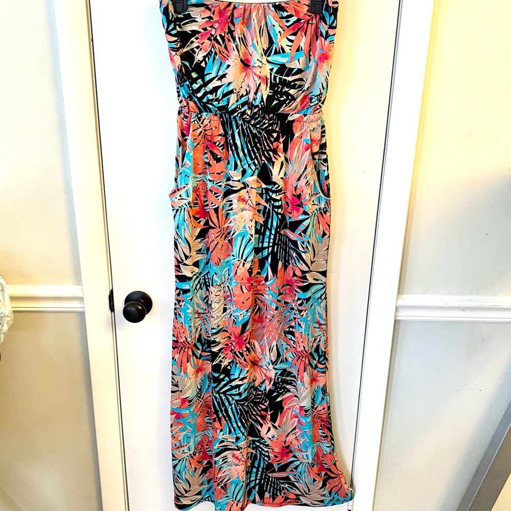 Maxi dress with pockets XS stretchy Hawaiian floral maxi dress women’s long
